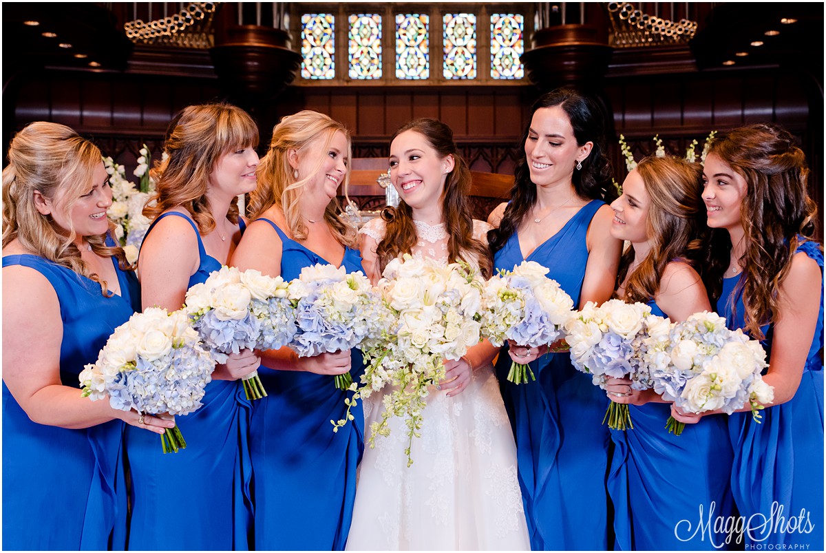 MaggShots Photography MaggShots Professional Photography Destination Photographer Blue and White Bridal Party Flowers Bouquets