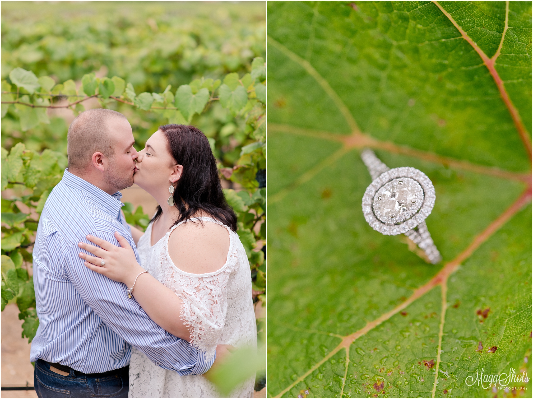 Engagement Shoot, Vineyards, Delaney Vineyard, Grapevine, MaggShots Photography, MaggShots, Professional Photography, Ring, Ring shot, Bling
