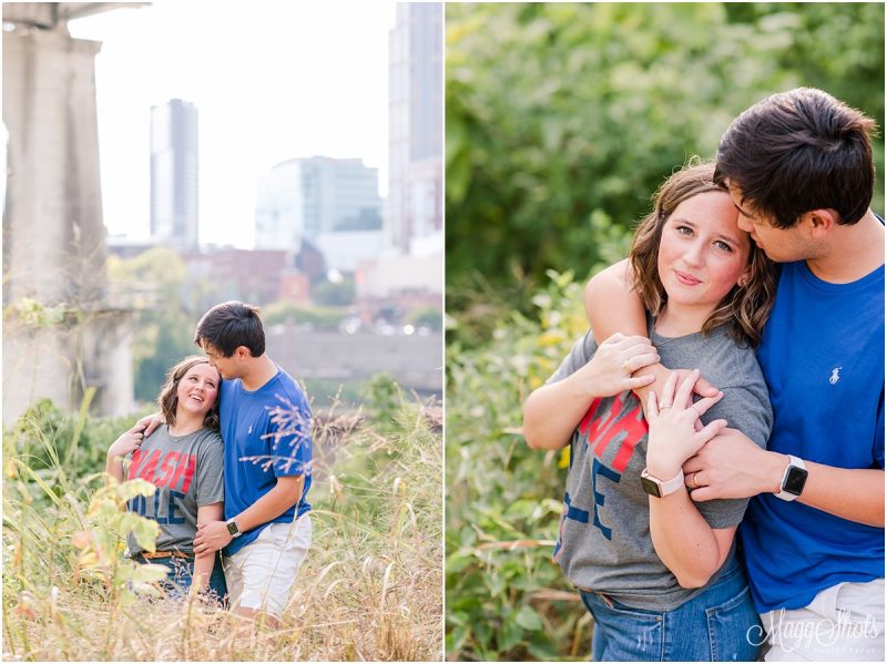 Downtown Nashville, Nashville Engagements, Nashville Photographer, Nashville Portrait Photographer, Nashville Portraits, Nashville Wedding, Nashville Wedding Photographer, Tennessee Photographer, Tennessee Wedding Photographer, Downtown Nashville Pedestrian Bridge, John Seigenthaler Pedestrian Bridge, John Seigenthaler Pedestrian Bridge engagements, John Seigenthaler Pedestrian Bridge portraits, Nashville Skyline