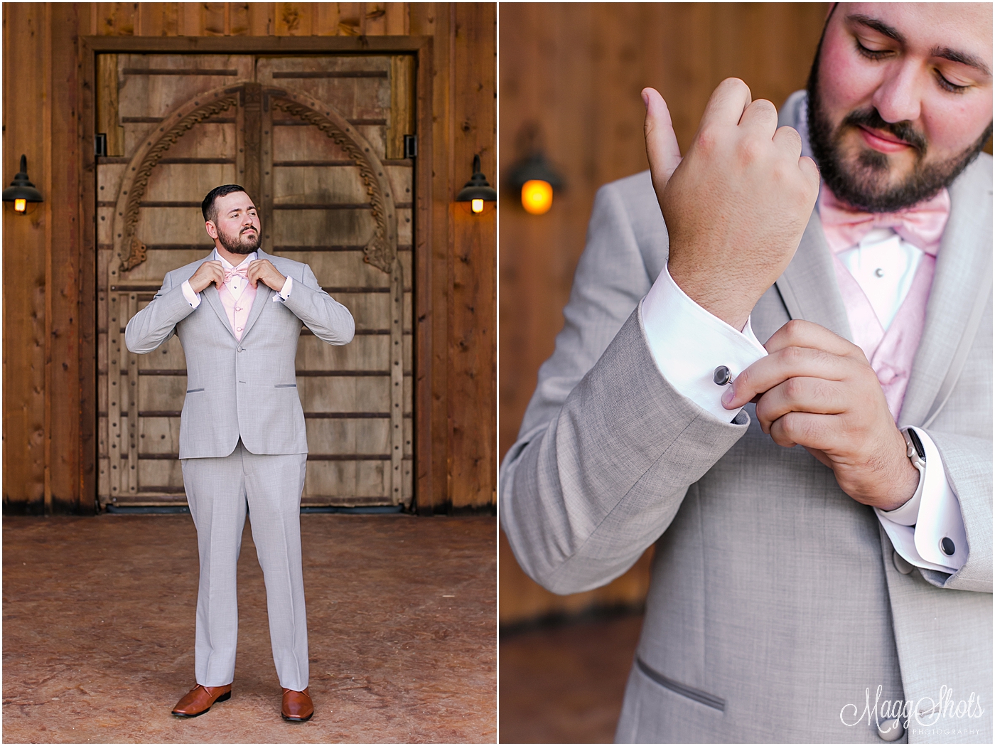 MaggShots Photography, DFW Wedding Photographer, Lucky Spur Wedding Photographer, Lucky Spur, Wedding Photographer, Justin wedding, Lucky Spur Wedding, wedding party, boutonniere, wooden doors, 