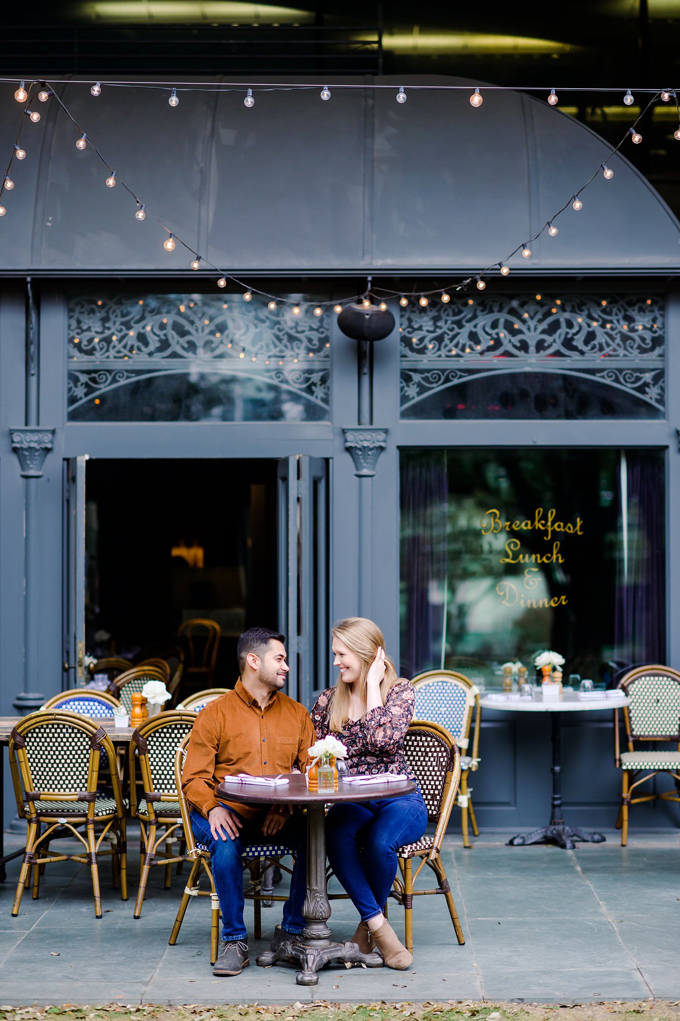 downtown dallas engagement session at mercat bistro